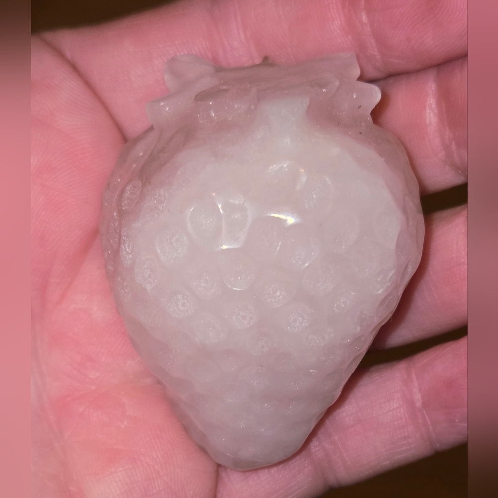 Rose Quartz Hand Carved Strawberry Crystal Gem Home Decor